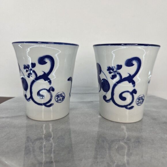 Tokyo Disney Resort Mickey Mouse Blue White Yunomi Tea Cups Pair Made in Japan - Picture 7 of 10